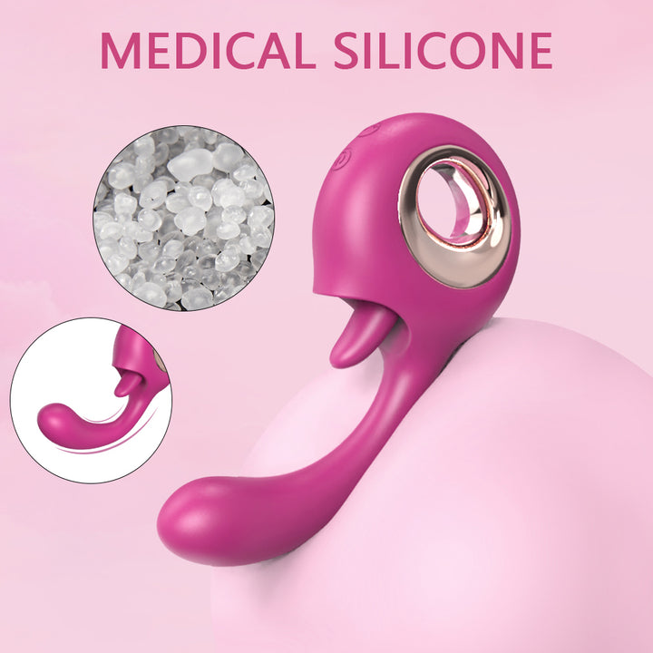 YoYoLemon G Spot Dildo Vibrator, 2 i 1 klitoris tungslickande och vibrerande ros sexstimulator för kvinnor, sexleksaker för vuxna