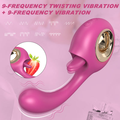 YoYoLemon G Spot Dildo Vibrator, 2 i 1 klitoris tungslickande och vibrerande ros sexstimulator för kvinnor, sexleksaker för vuxna