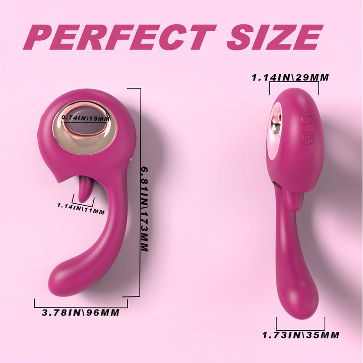 YoYoLemon G Spot Dildo Vibrator, 2 i 1 klitoris tungslickande och vibrerande ros sexstimulator för kvinnor, sexleksaker för vuxna