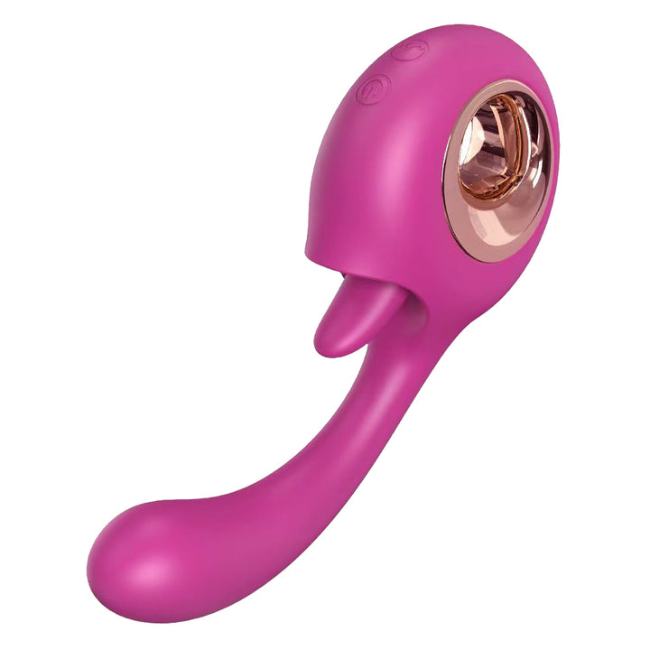 YoYoLemon G Spot Dildo Vibrator, 2 i 1 klitoris tungslickande och vibrerande ros sexstimulator för kvinnor, sexleksaker för vuxna